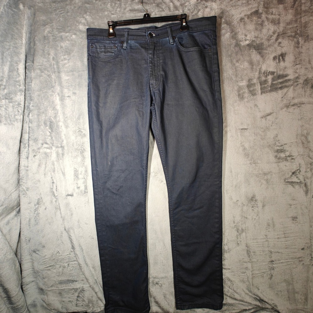 Levi's 511 Slim Fit Pants Mens 38x32 Dark Blue Coated Waxed Denim Jeans